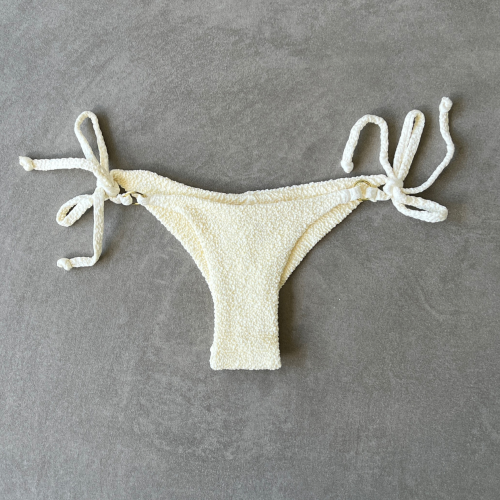 Buttercream Beehive Textured Katie Side Tie Bikini Bottom-Blumora