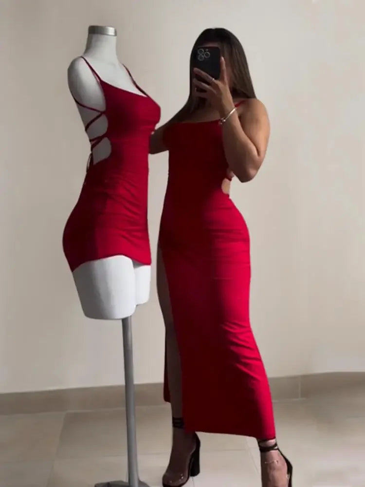 All Tied Up Hi Slit Dress-Blumora