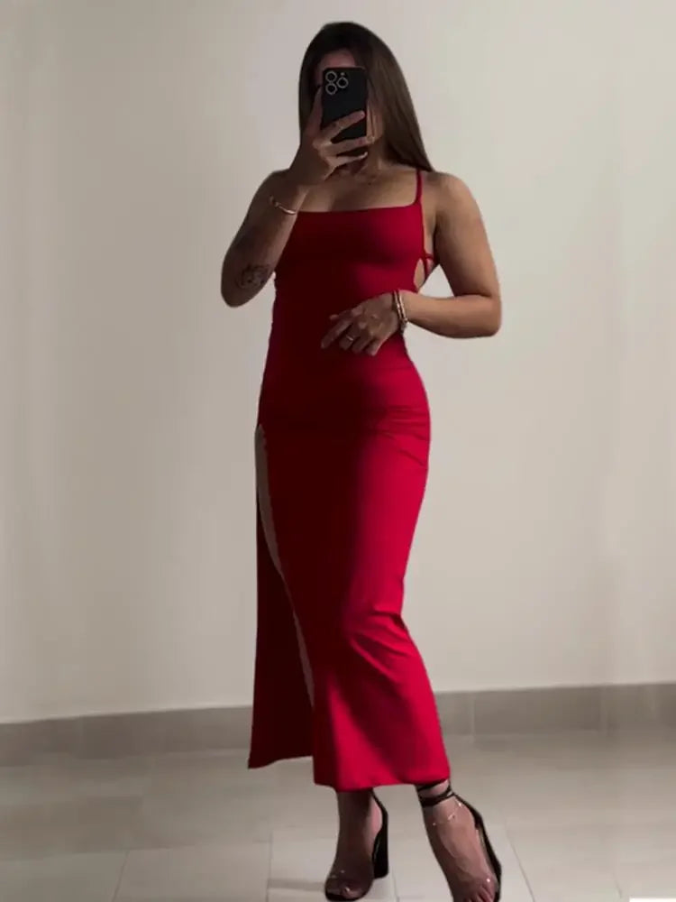 All Tied Up Hi Slit Dress-Blumora