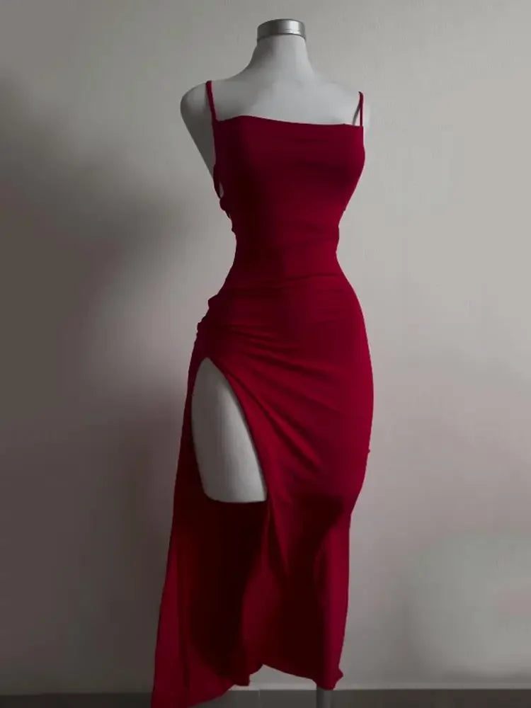 All Tied Up Hi Slit Dress-Blumora