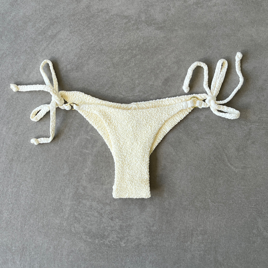 Buttercream Beehive Textured Katie Side Tie Bikini Bottom-Blumora