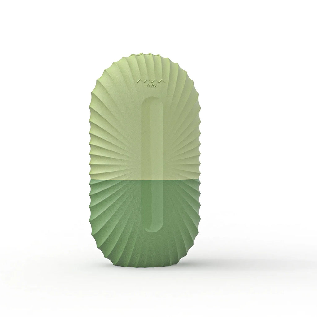Green and beige textured product on a white background