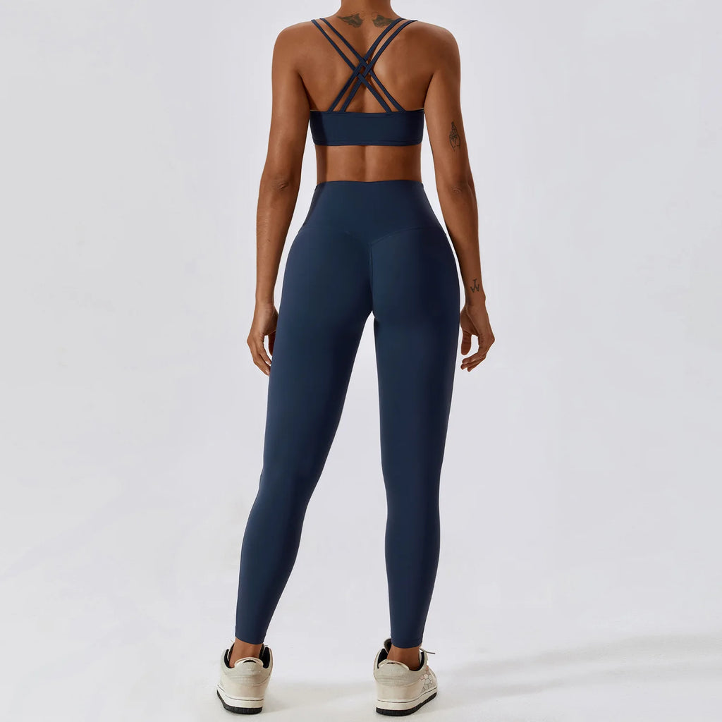 Women’s Yoga Clothing Set – Seamless 2 Piece Athletic Wear with High Waist Leggings & Top