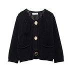 TRAF Autumn Winter Knitted Cardigans for Women – Casual Loose Button Sweater Coat