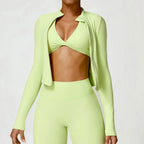 Women’s Long Sleeve Gym Exercise Shirt – Yoga & Fitness Zipper Jacket