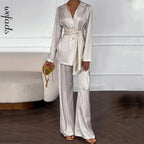 Canopy Two-Piece Striped Set – Button-Up Top & Straight Pants