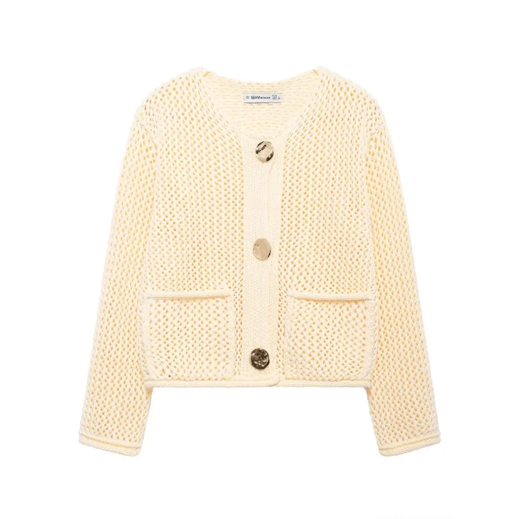 TRAF Autumn Winter Knitted Cardigans for Women – Casual Loose Button Sweater Coat