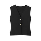 Black vest with two buttons on a white background