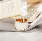Vintage White Enamel Adjustable Geometric Open Ring – Women’s Fashion Jewelry