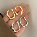Gold Color Metallic Ear Loops for Women – Irregular Geometric Hoop Earrings