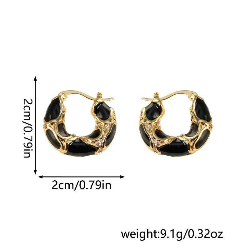 French Retro Enamel Leopard Print U-Shaped Earrings – Vintage Women’s Fashion Jewelry