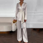 Canopy Two-Piece Striped Set – Button-Up Top & Straight Pants