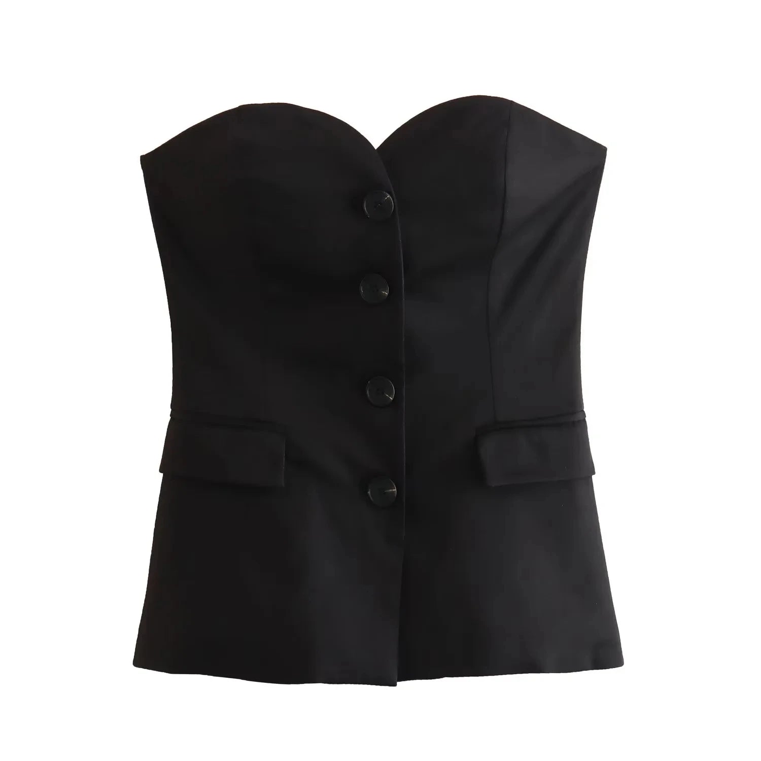 TRAFZA Women’s Pant Set – Strapless Tank Top & High Waist Straight Pants Office Lady Suit