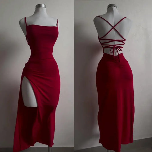 All Tied Up Hi Slit Dress-Blumora