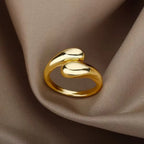 Stainless Steel Double Ball Beads Ring – Open Adjustable Geometric Wedding Couple Ring