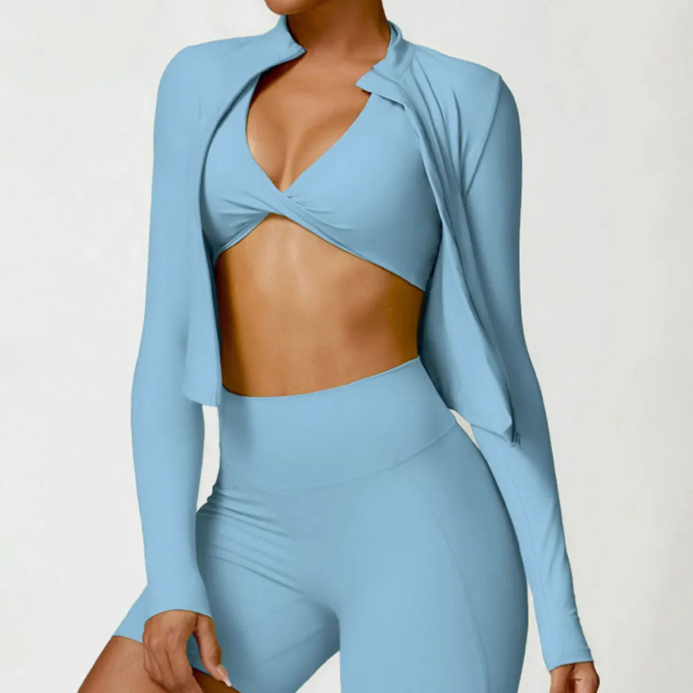 Women’s Long Sleeve Gym Exercise Shirt – Yoga & Fitness Zipper Jacket