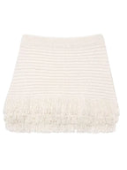 Women’s Elegant White Knit Tassel Skirt Suit – Summer Collection
