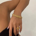 Vintage 18K Gold Plated Stainless Steel Chain Bracelet – Unisex Fashion Jewelry Gift
