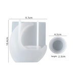 Silicone mold with dimensions labeled on a white background