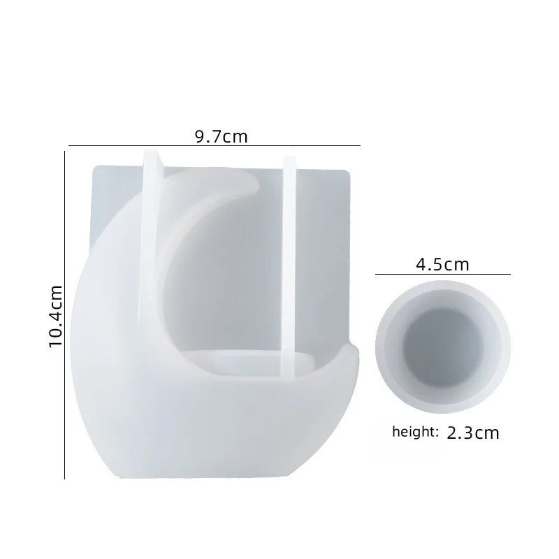 Silicone mold with dimensions labeled on a white background