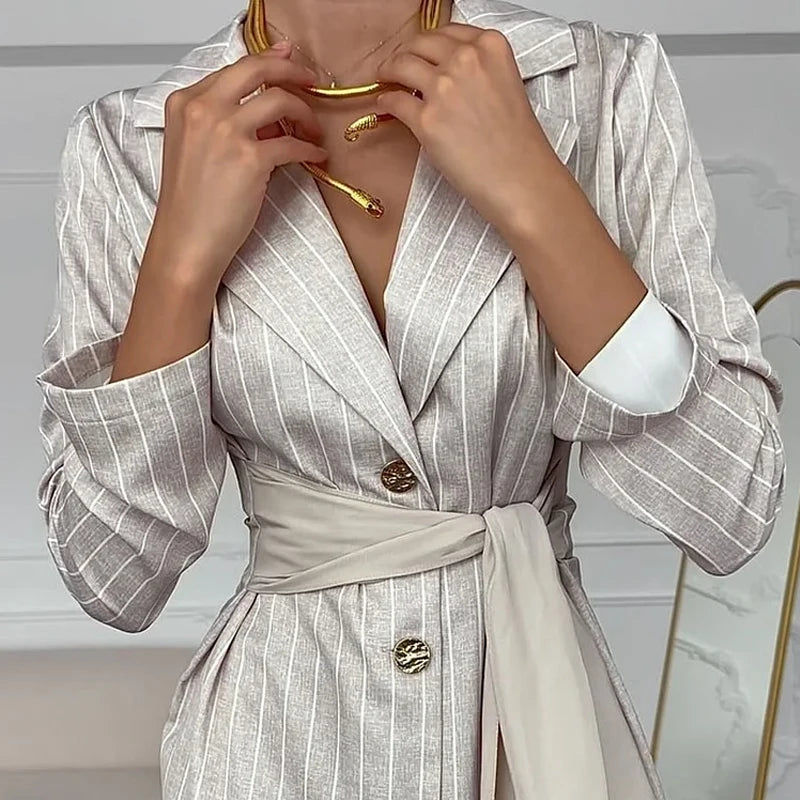 Canopy Two-Piece Striped Set – Button-Up Top & Straight Pants