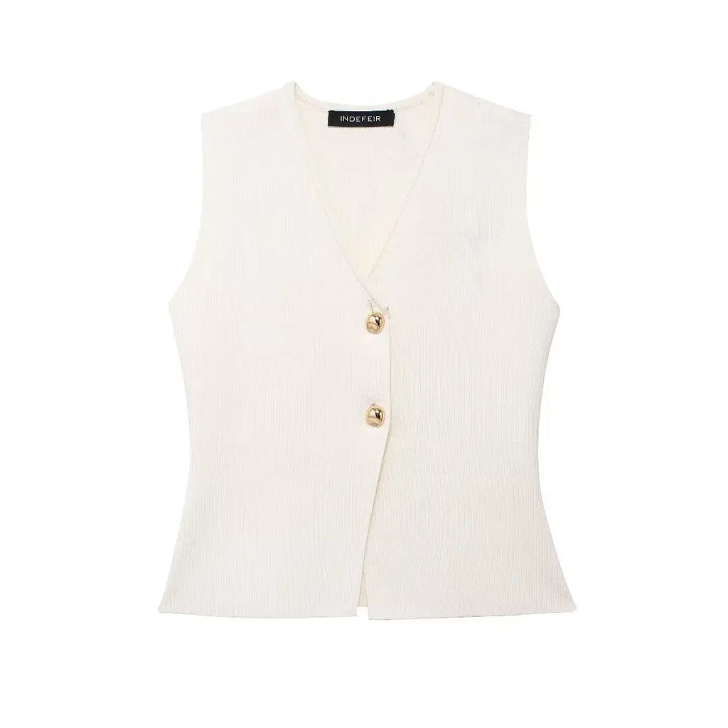 White vest with gold buttons on a white background