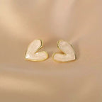 Imitation Pearl Heart Round Stud Earrings – Elegant Women’s Jewelry