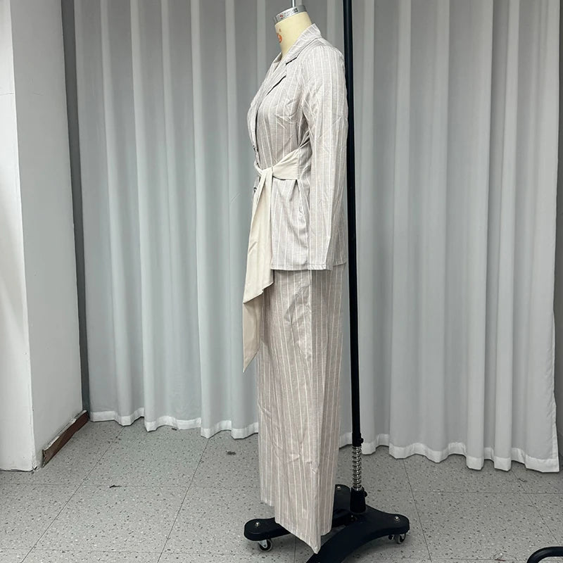 Canopy Two-Piece Striped Set – Button-Up Top & Straight Pants