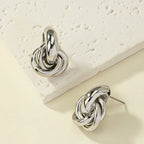 Fashion Round Double Ring Metal Stud Earrings – Gold & Silver Stainless Steel Unisex Jewelry
