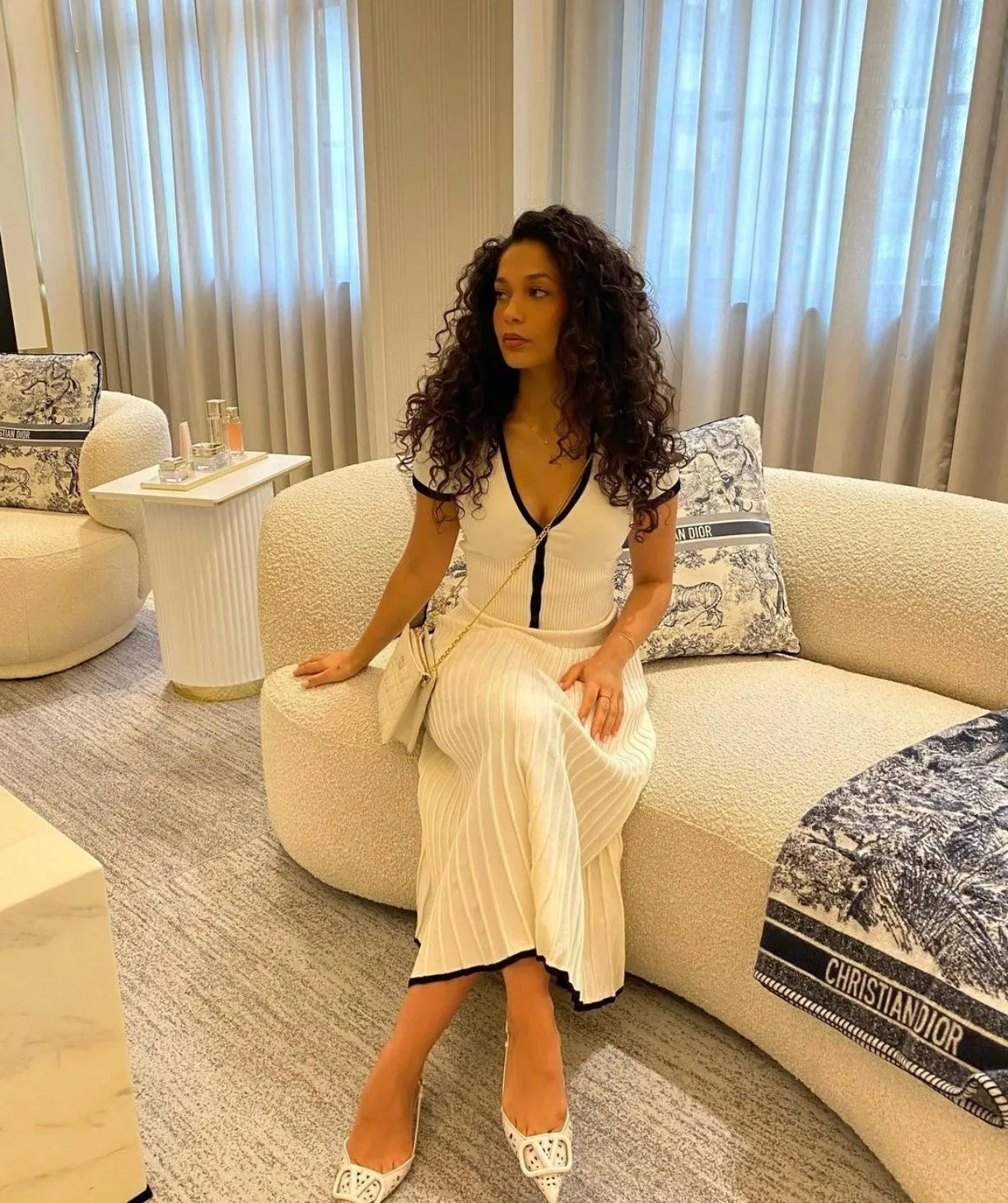 Summer Women White Long Skirt Suit – Elegant 2 Piece Crop Top & Pleated Skirt Set