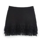 Women’s Elegant White Knit Tassel Skirt Suit – Summer Collection
