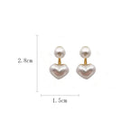 Imitation Pearl Heart Round Stud Earrings – Elegant Women’s Jewelry