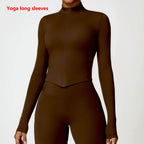 Women’s Long Sleeve Gym Exercise Shirt – Yoga & Fitness Zipper Jacket