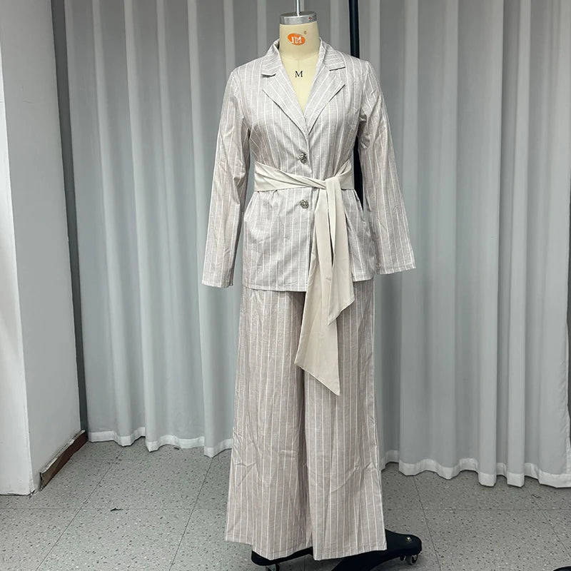 Canopy Two-Piece Striped Set – Button-Up Top & Straight Pants