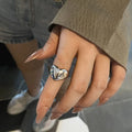 Simple Smooth Metal Heart Ring – Unisex Trendy Jewelry
