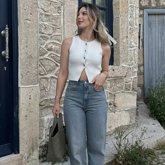 Vest Button Top-Blumora