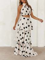 Polka Dot Off-Shoulder Top & Cake Skirt