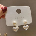 Imitation Pearl Heart Round Stud Earrings – Elegant Women’s Jewelry