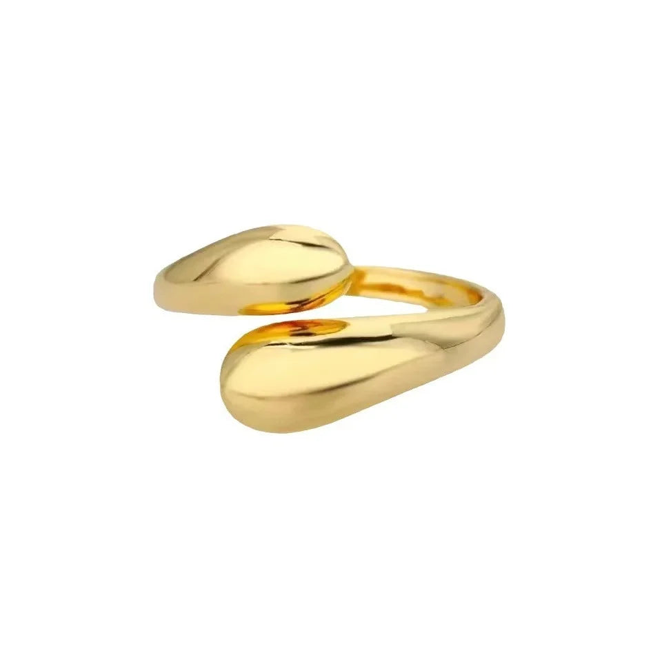Stainless Steel Double Ball Beads Ring – Open Adjustable Geometric Wedding Couple Ring