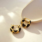 French Retro Enamel Leopard Print U-Shaped Earrings – Vintage Women’s Fashion Jewelry