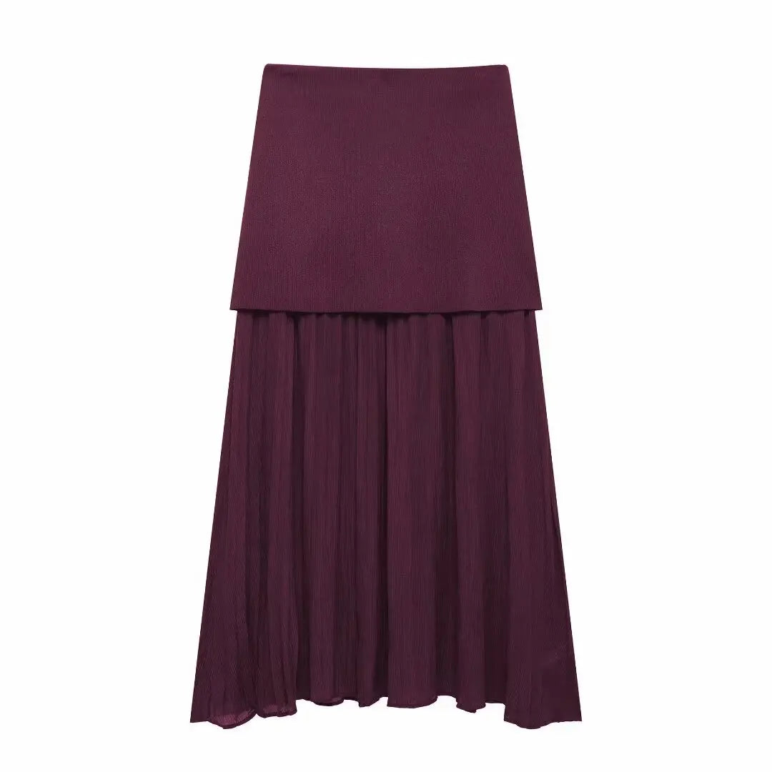 Maroon layered skirt on a white background