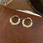 French Imitation Pearl Circle Earrings – Elegant Small Round Hoops for Women