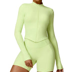 Women’s Long Sleeve Gym Exercise Shirt – Yoga & Fitness Zipper Jacket
