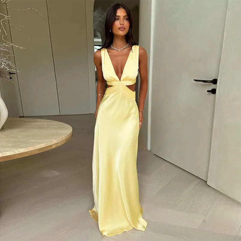 V Neck Pastel Dress-Blumora