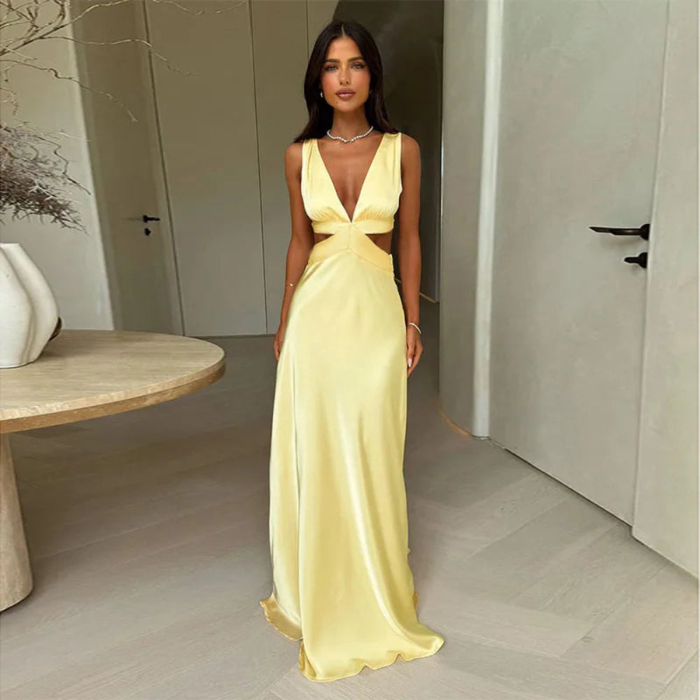 V Neck Pastel Dress-Blumora