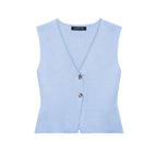 Light blue vest with two buttons on a white background