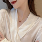 Little Wine Red Cherry Pendant Necklace – Golden Chain Women’s Fashion Jewelry