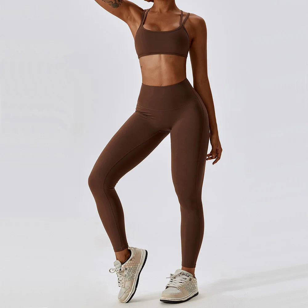Women’s Yoga Clothing Set – Seamless 2 Piece Athletic Wear with High Waist Leggings & Top