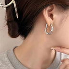 Gold Color Metallic Ear Loops for Women – Irregular Geometric Hoop Earrings