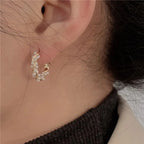 French Imitation Pearl Circle Earrings – Elegant Small Round Hoops for Women